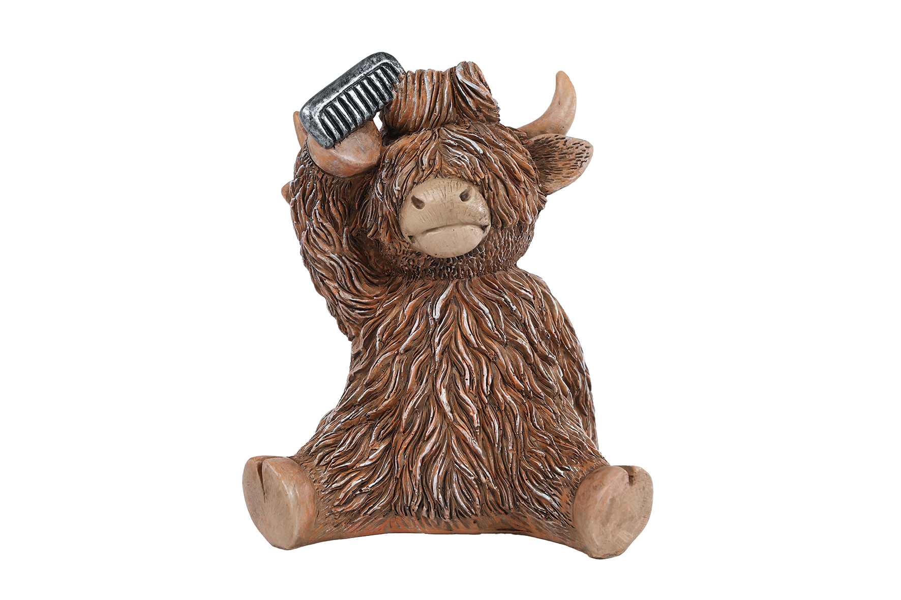 Sculptuur Higlander bruin polystone 10x8x12cm 4 assorti