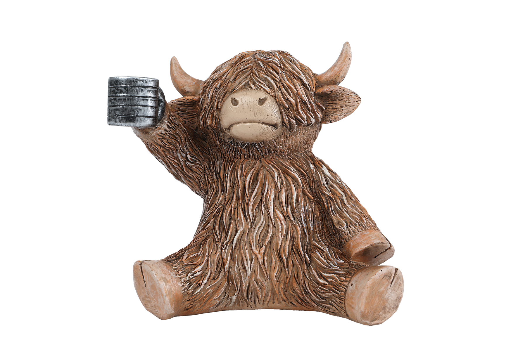 Sculptuur Higlander bruin polystone 10x8x12cm 4 assorti