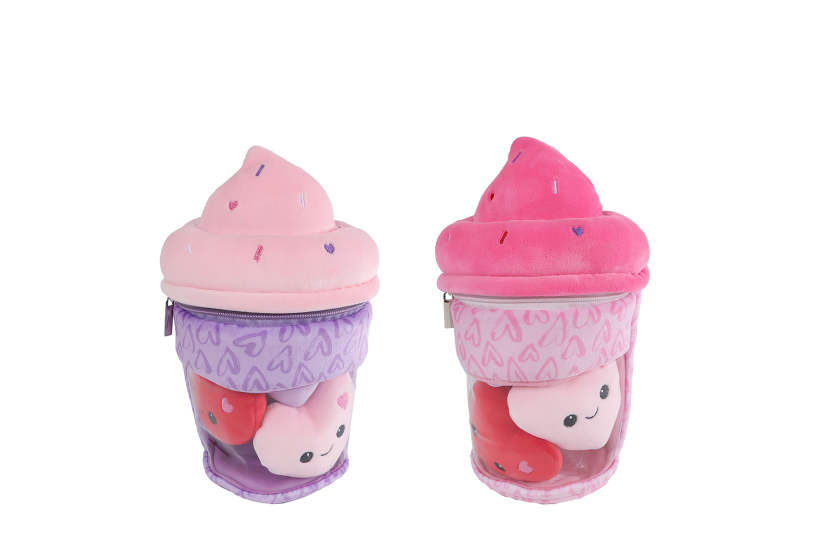 Fluffy Menu ijsje met 3 hartjes pluche 2ass 26cm