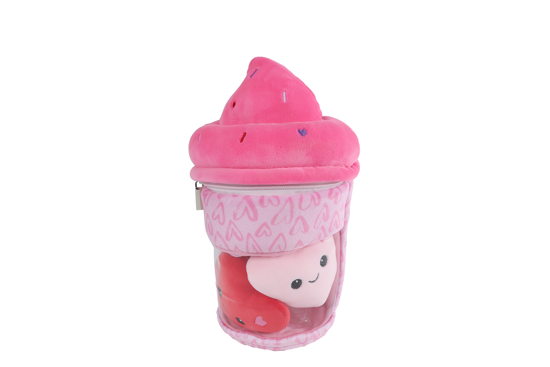 Fluffy Menu ijsje met 3 hartjes pluche 2ass 26cm