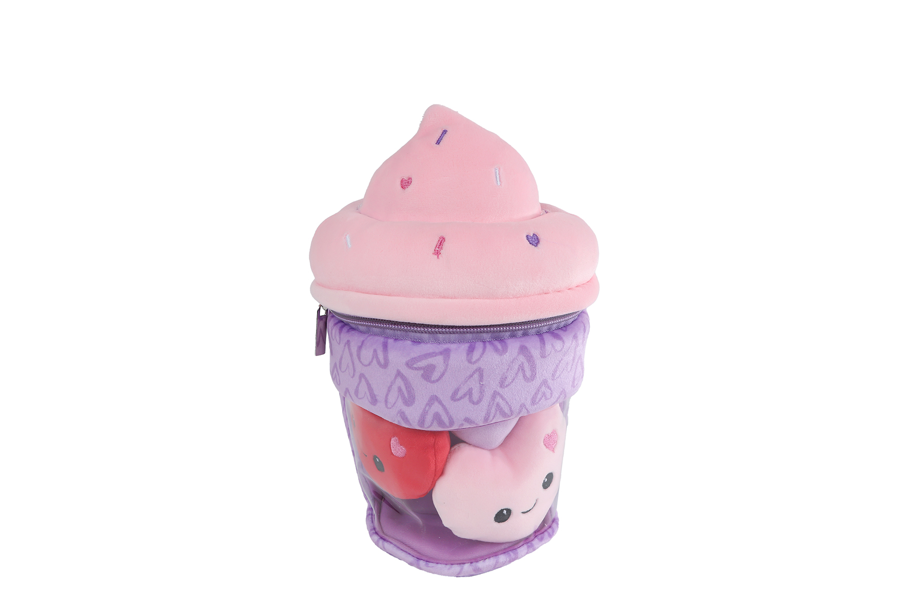 Fluffy Menu ijsje met 3 hartjes pluche 2ass 26cm