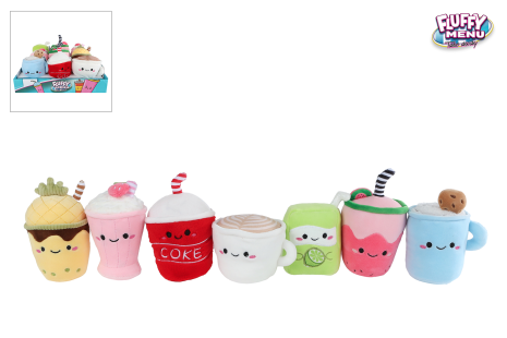 Fluffy Menu pluche drankje 7ass 9-13cm