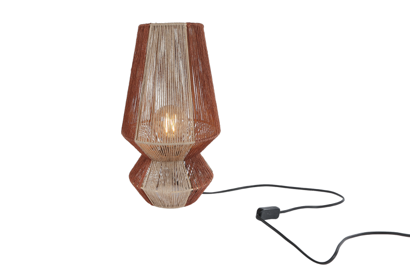 Tafellamp Febe L beige/terra metaal/jute 23x23x40,5cm