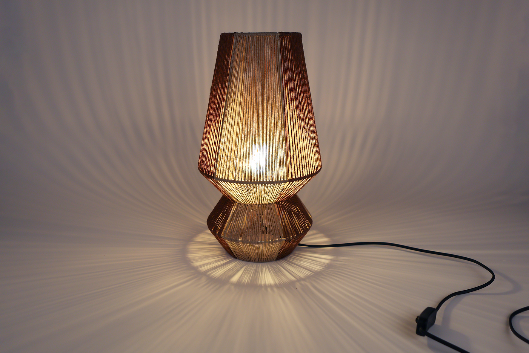 Tafellamp Febe L beige/terra metaal/jute 23x23x40,5cm