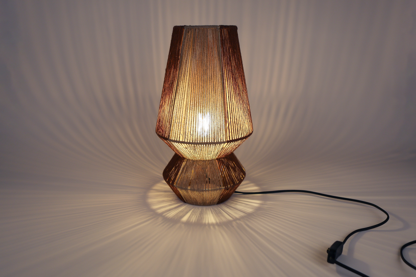 Tafellamp Febe L beige/terra metaal/jute 23x23x40,5cm