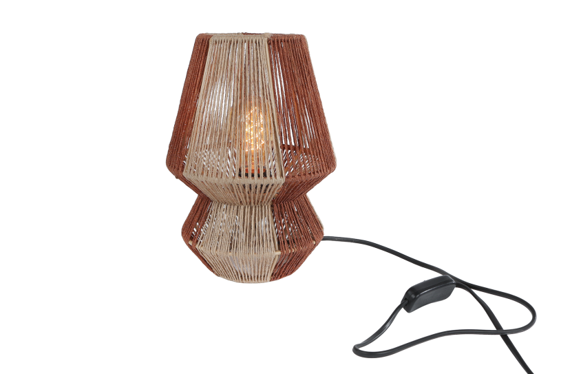 Tafellamp Febe S beige/terra metaal/jute 18x18x25,5cm