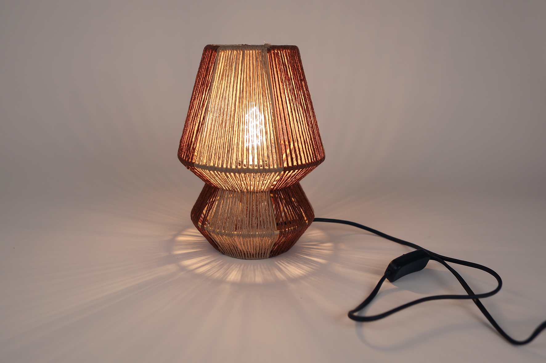 Tafellamp Febe S beige/terra metaal/jute 18x18x25,5cm