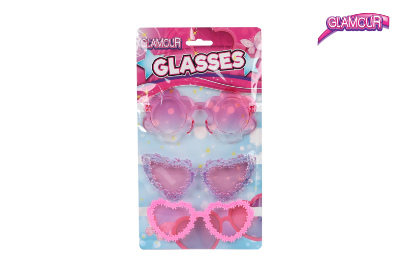 Glamour trendy meidenbrillen 3stuks roze/paars