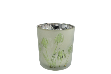 Theelichth Tulip S ass kleur a3 glas 7,5x7,5x8cm