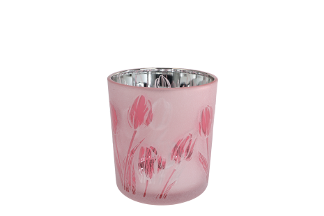 Theelichth Tulip S ass kleur a3 glas 7,5x7,5x8cm