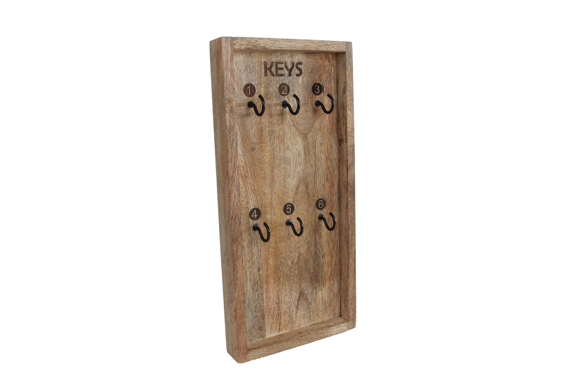 Sleutelrek Keys naturel/zwart mango/metaal 32x15x3cm