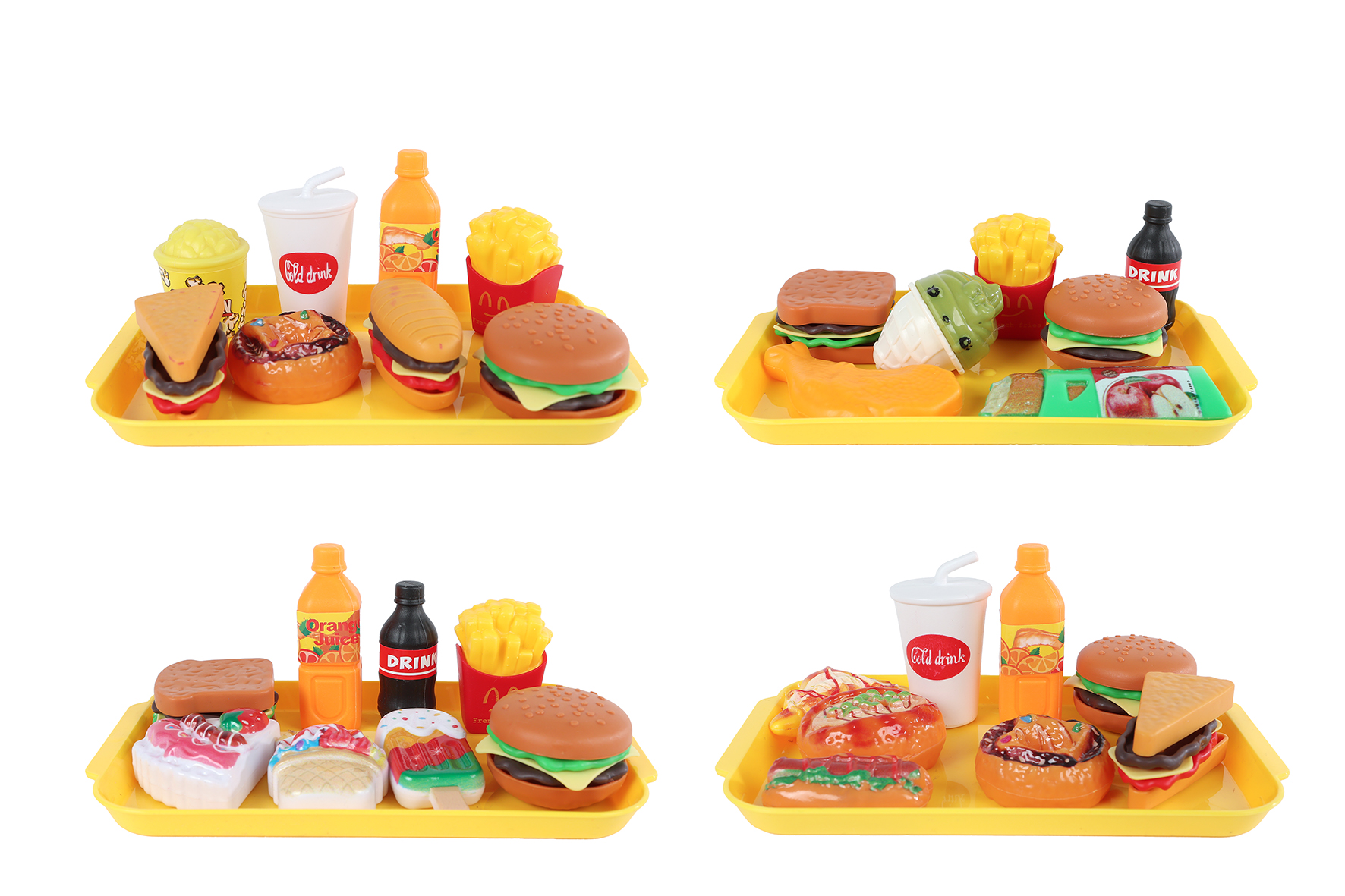 Speelset fastfood Mini Menu 8/9 delig 4ass 10x16,5cm