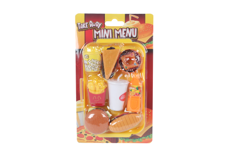 Speelset fastfood Mini Menu 8/9 delig 4ass 10x16,5cm