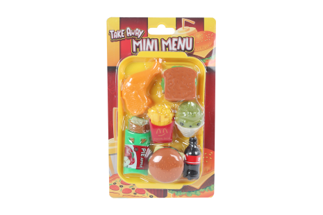 Speelset fastfood Mini Menu 8/9 delig 4ass 10x16,5cm