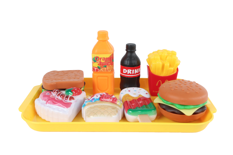 Speelset fastfood Mini Menu 8/9 delig 4ass 10x16,5cm
