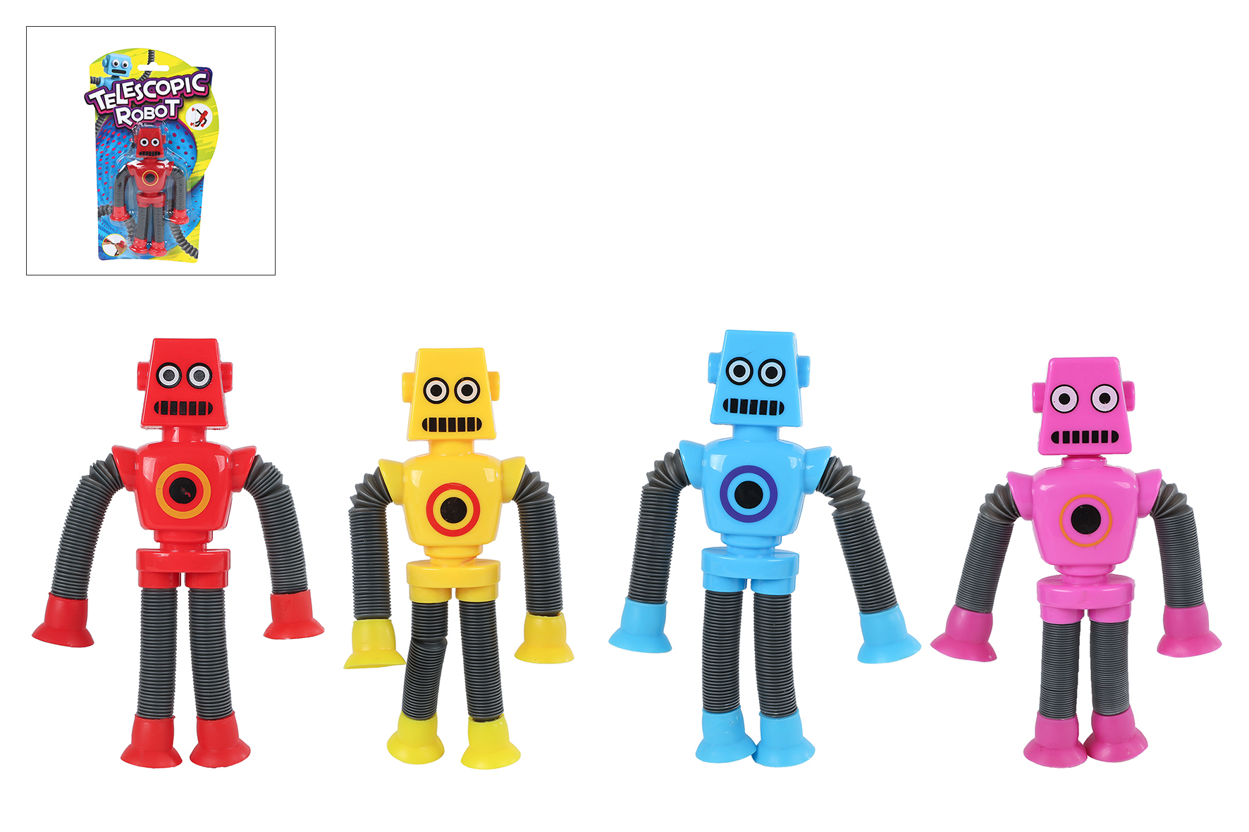 Robot telescopisch met zuignappen 15cm-27,5cm 4 assorti