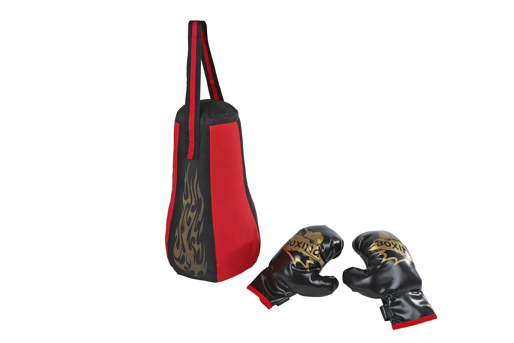 Gametime bokszak met bokshandschoenen in opbergnet 40cm