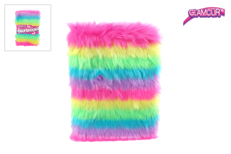 Glamour fluffy notitieboek A5 80blz multi color 16x3x22cm