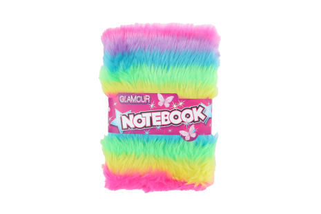 Glamour fluffy notitieboek A5 80blz multi color 16x3x22cm