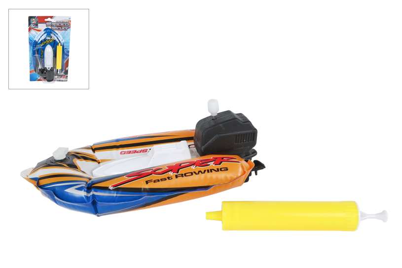 Speedboot opblaasbaar m/pomp en opwindfunctie 17cm 3 assorti
