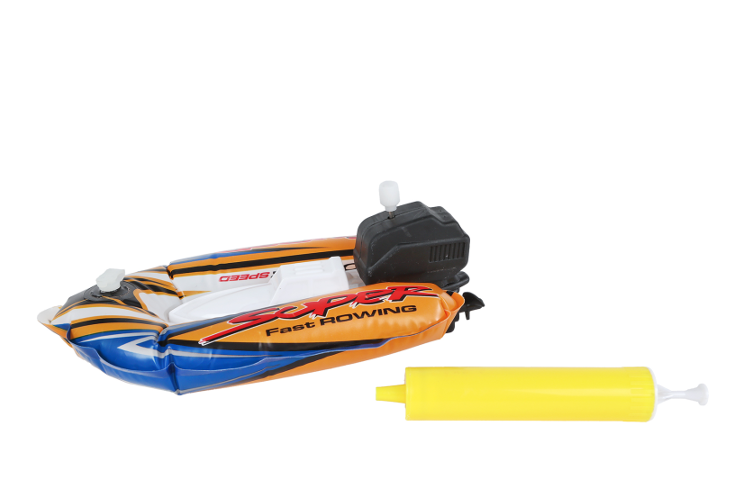 Speedboot opblaasbaar m/pomp en opwindfunctie 17cm 3 assorti