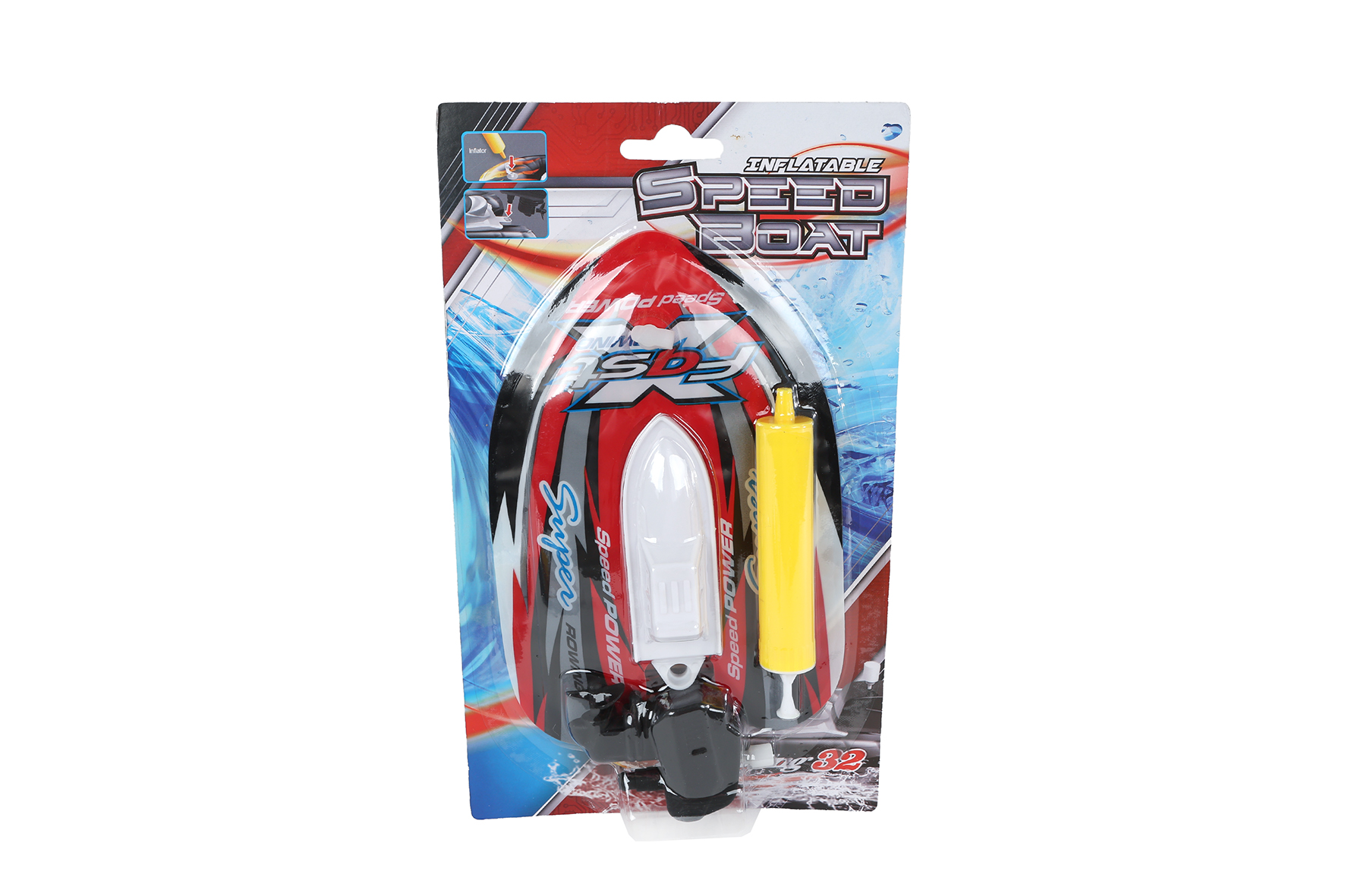 Speedboot opblaasbaar m/pomp en opwindfunctie 17cm 3 assorti