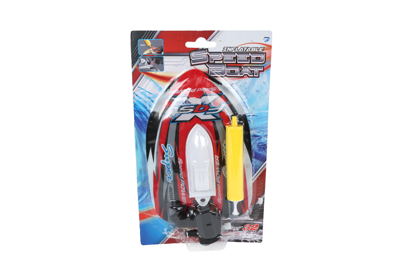 Speedboot opblaasbaar m/pomp en opwindfunctie 17cm 3 assorti
