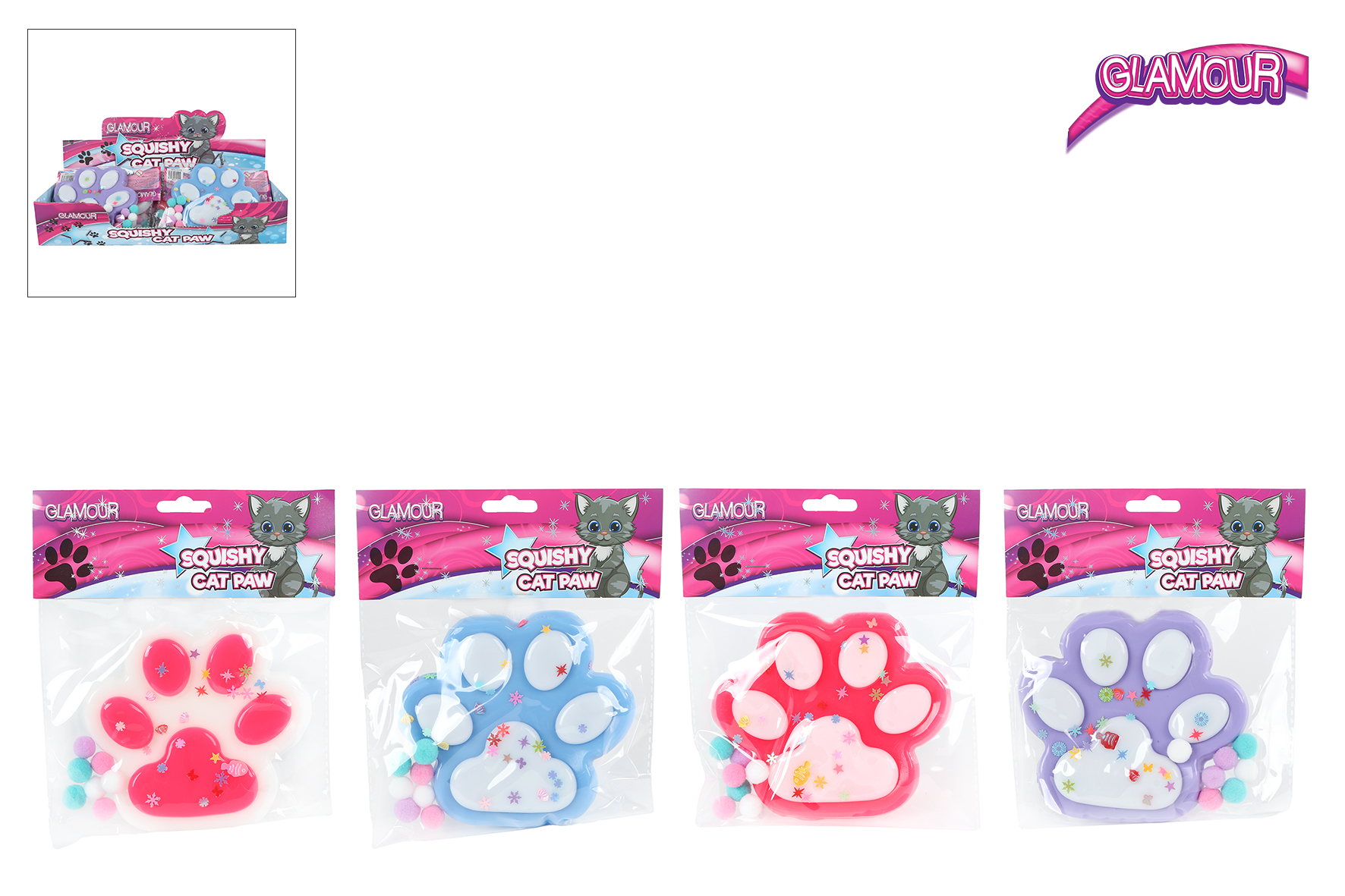 Glamour Squishy mega kattenpoot 4ass 12,5cm