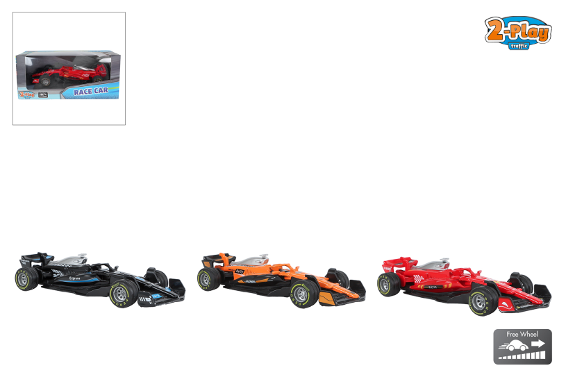 2-Play formula race auto die cast free wheel 3ass kleur 13cm