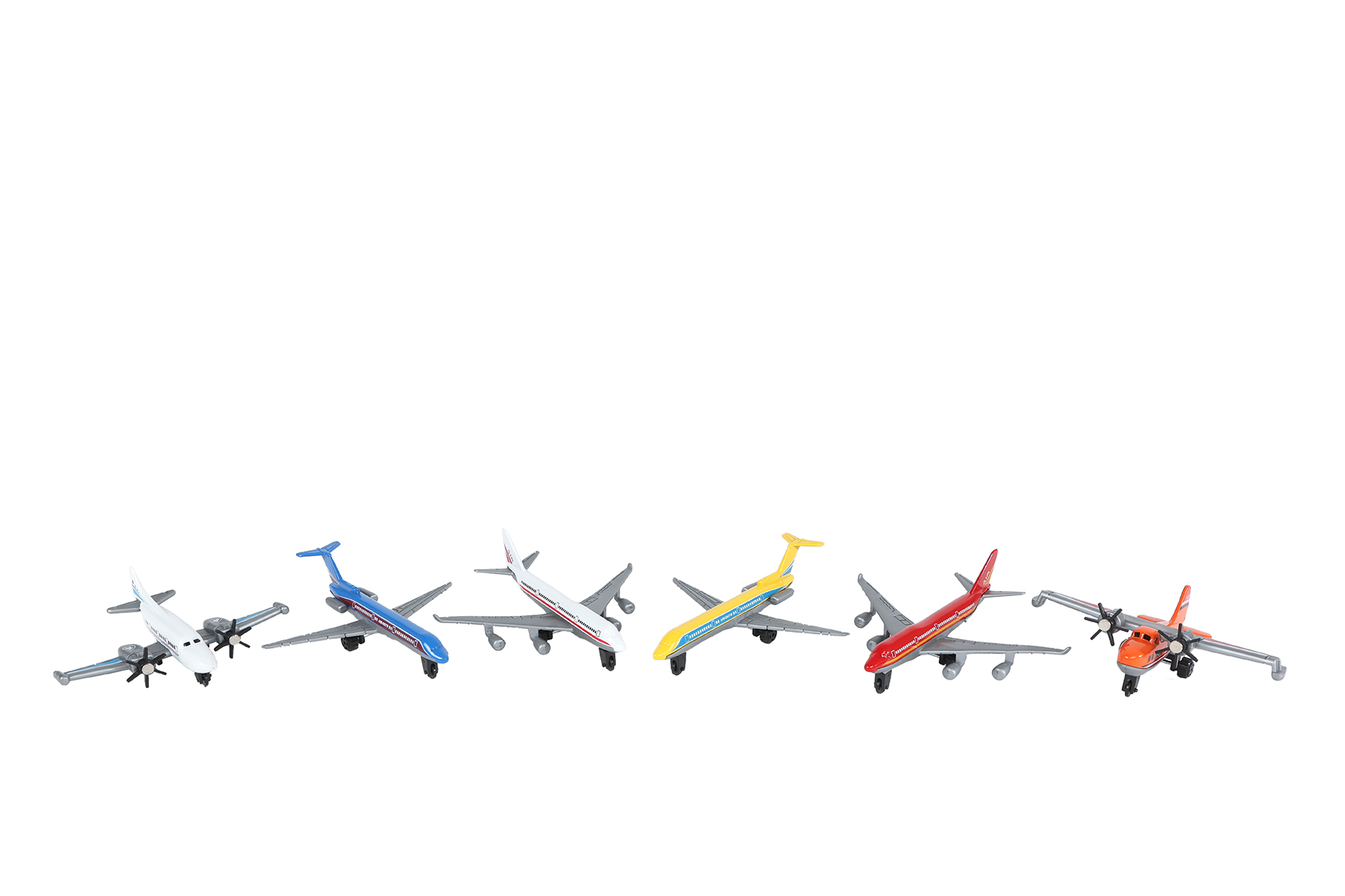 2-Play vliegtuigenset 6stuks die cast free wheel 7-10,5cm