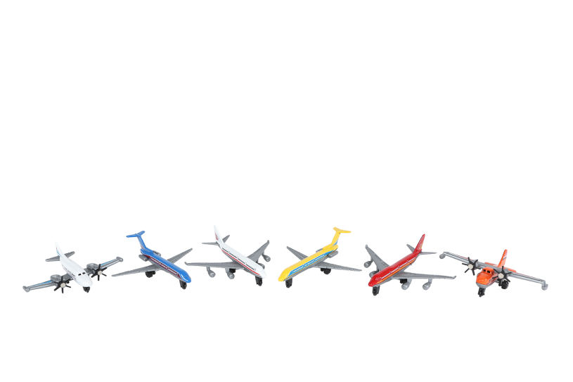 2-Play vliegtuigenset 6stuks die cast free wheel 7-10,5cm