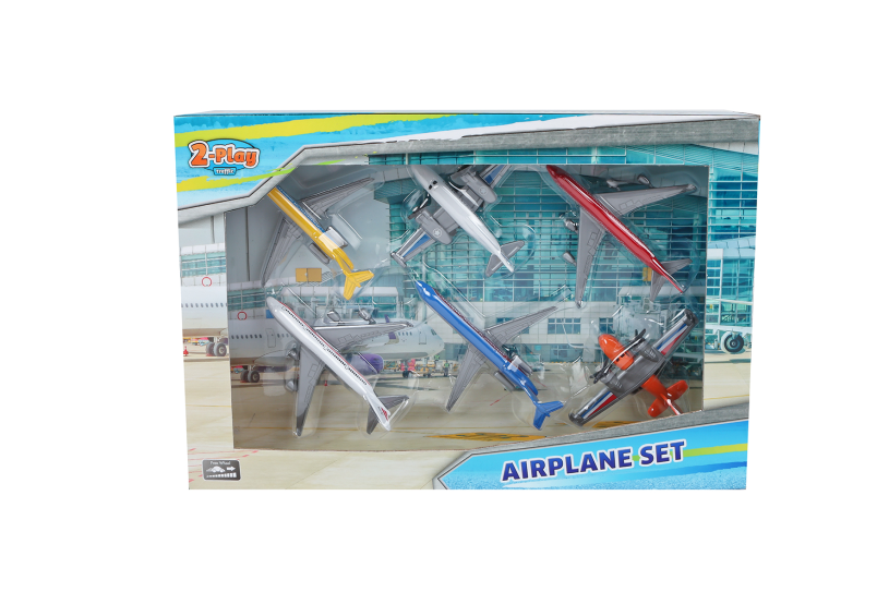 2-Play vliegtuigenset 6stuks die cast free wheel 7-10,5cm