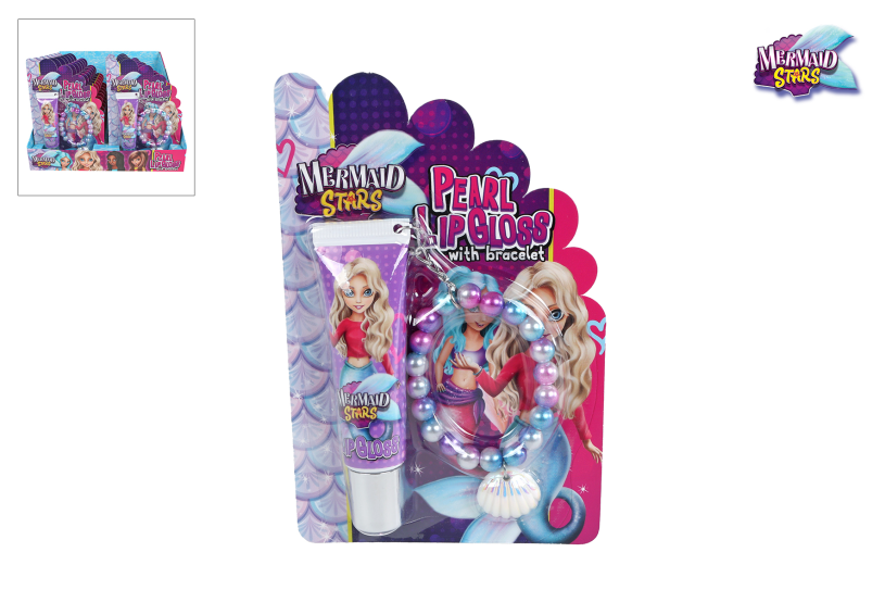Mermaid Stars set lipgloss 12gram/parelarmbandje met schelp