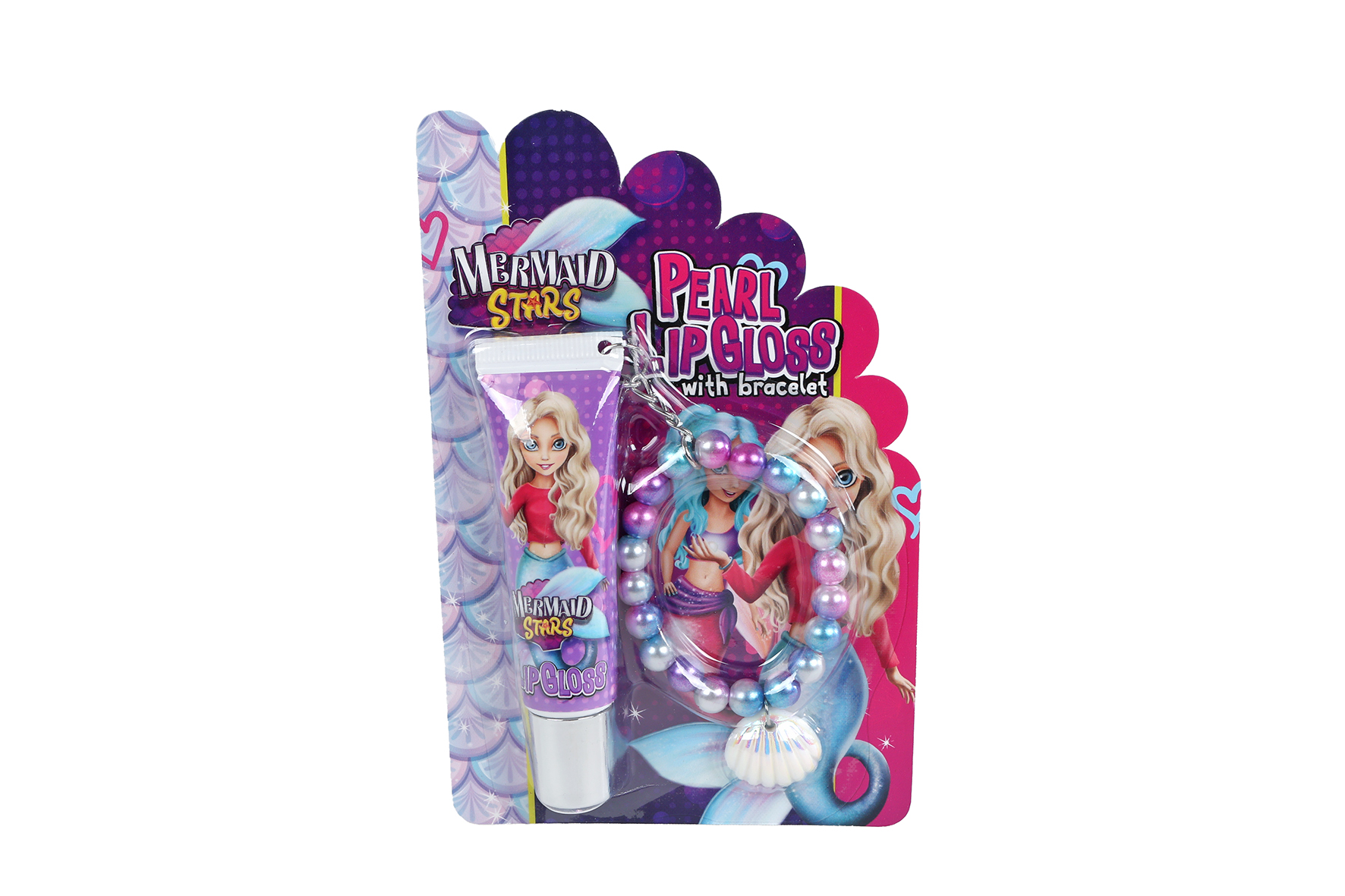 Mermaid Stars set lipgloss 12gram/parelarmbandje met schelp