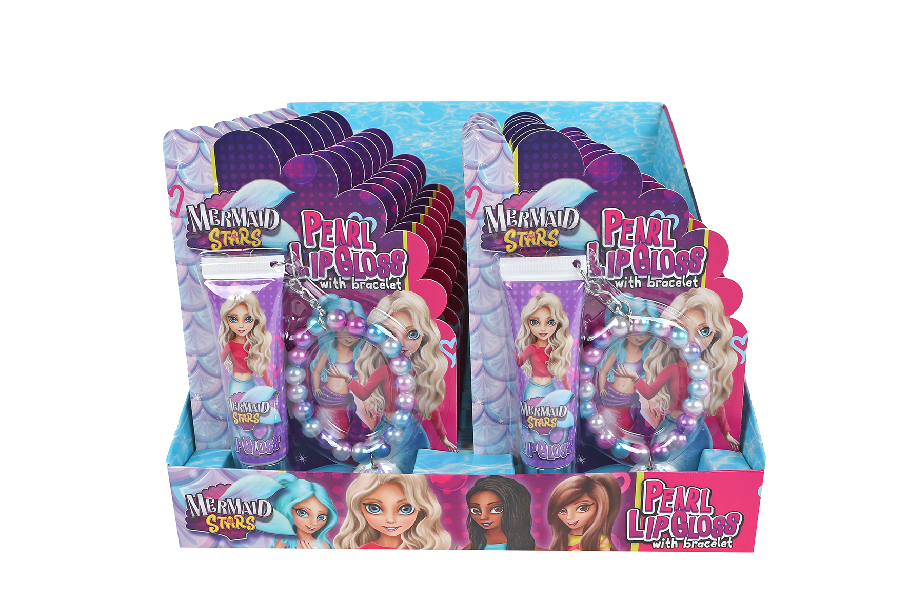 Mermaid Stars set lipgloss 12gram/parelarmbandje met schelp
