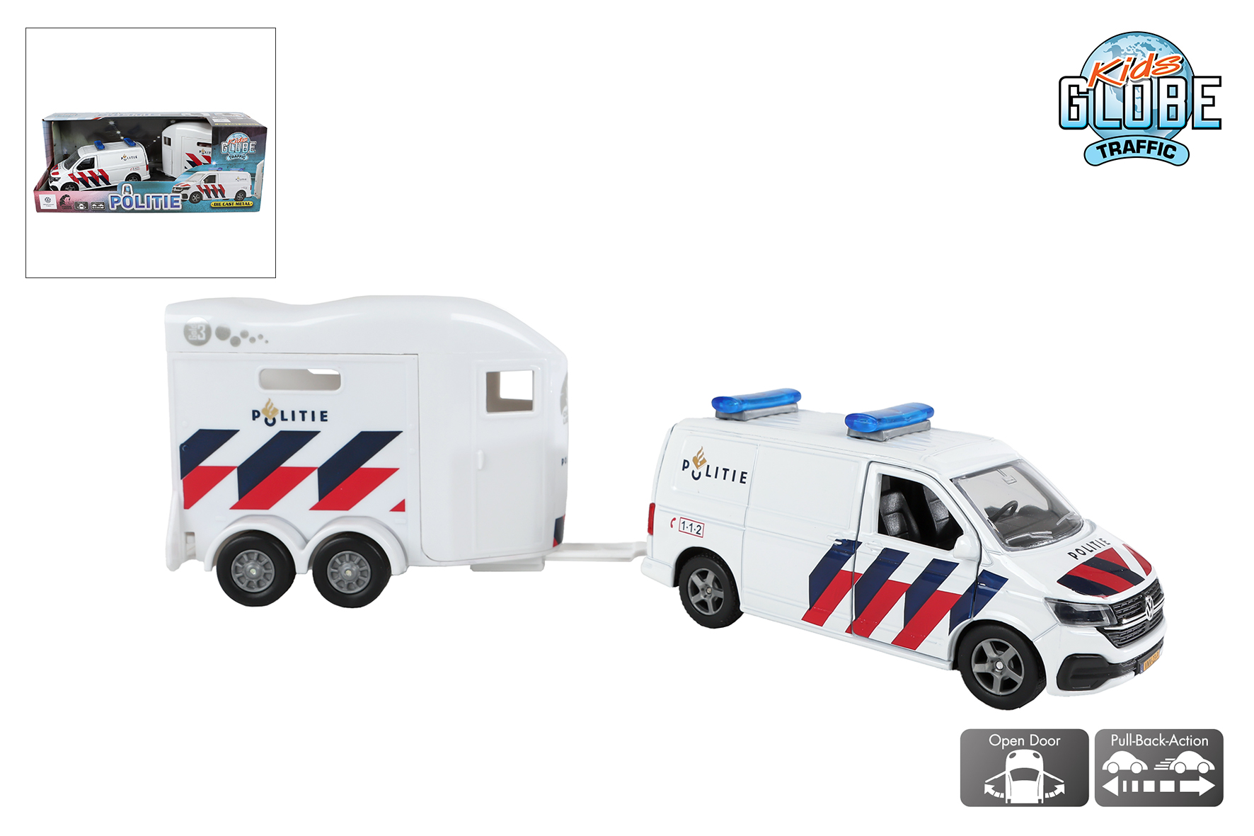 Kids Globe VW Transporter Politie paardentrailer NL 28,5cm