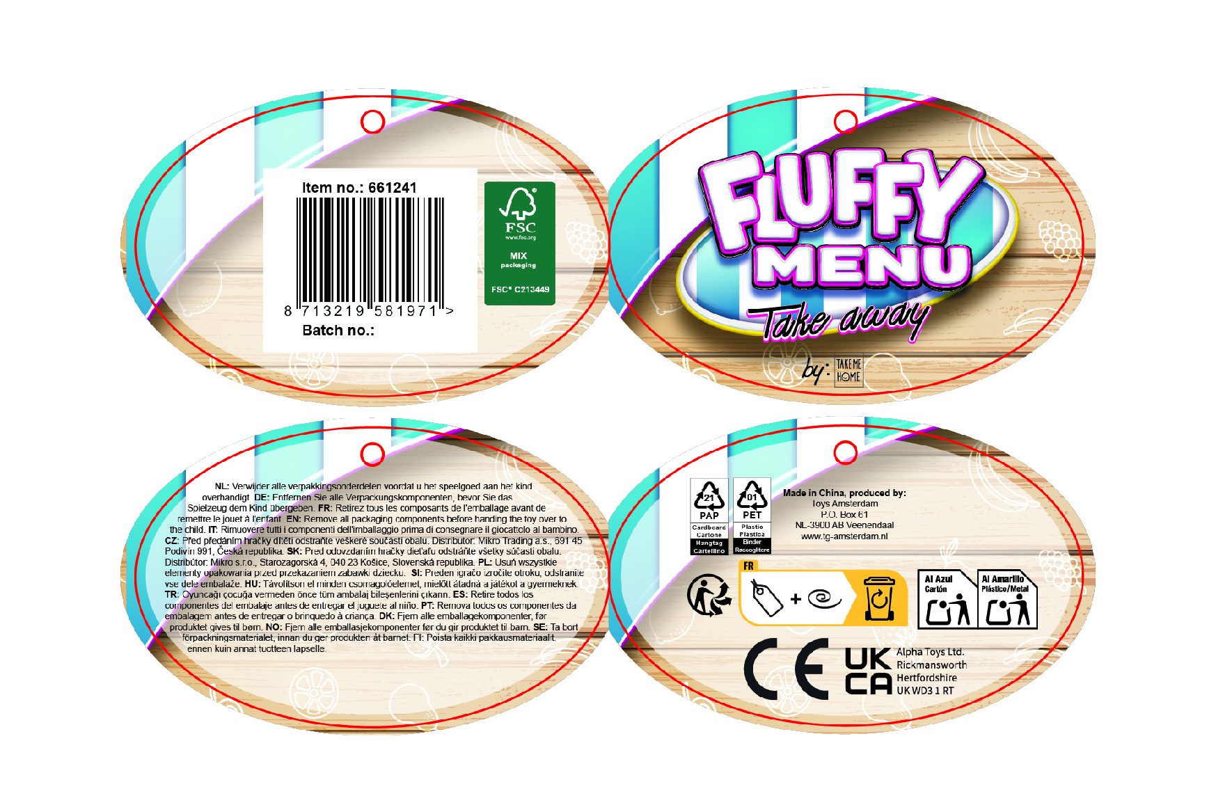 Fluffy Menu groente en fruit pluche 9ass 12-14cm