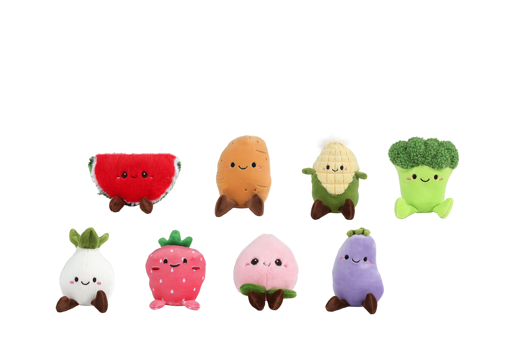 Fluffy Menu groente en fruit pluche 9ass 12-14cm