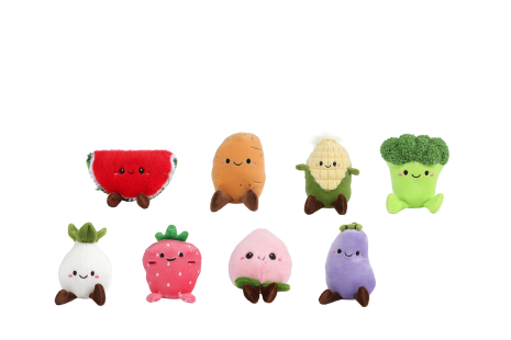 Fluffy Menu groente en fruit pluche 9ass 12-14cm