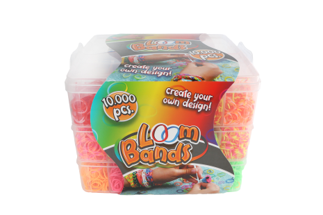 Loom Bands stapelbox 3laags 10000 bands 23x19x16cm