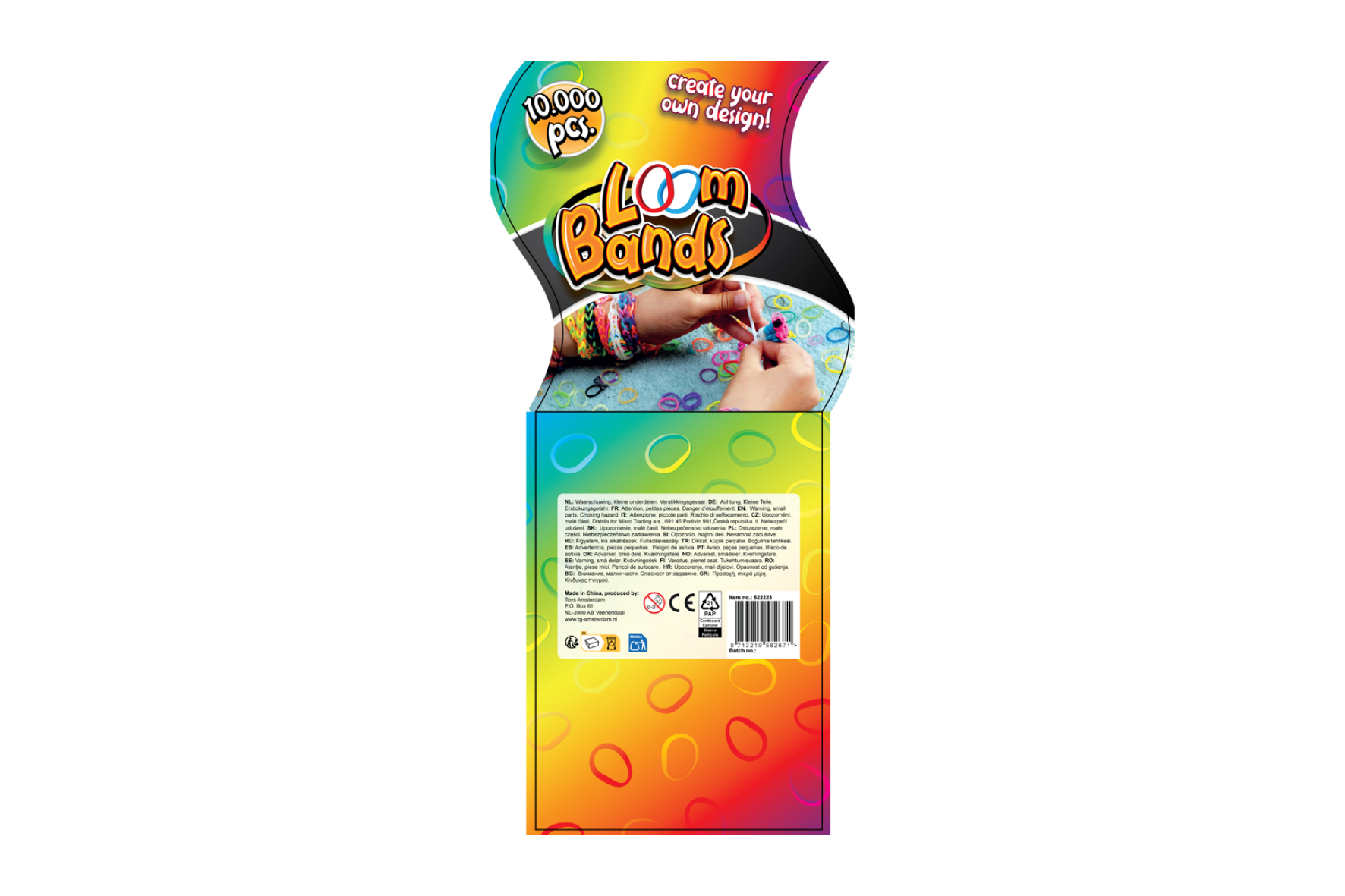 Loom Bands stapelbox 3laags 10000 bands 23x19x16cm