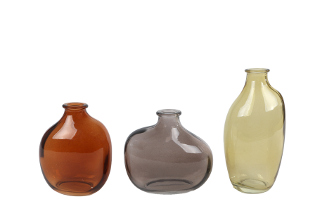 Vaas Lou set 3 stuks3 bruin/groen/grijs a3 glass 33x16x6cm