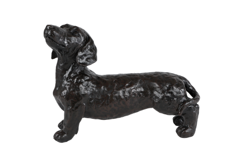 Sculptuur Teckel donker bruin polystone 29x10,5x22cm