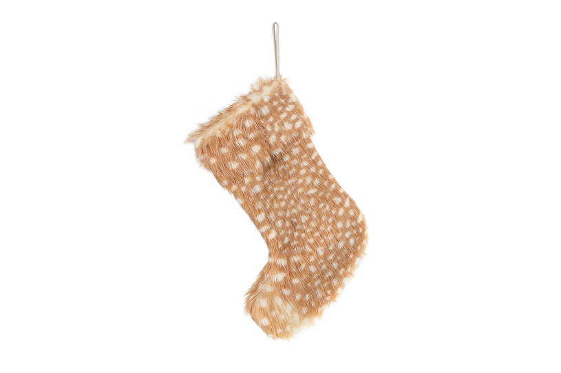 Decoratie Kerstsok bruin/beige polyester 25x35x1cm 2ass.