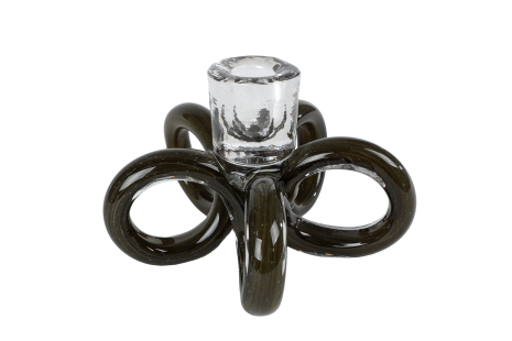 Kandelaar Flore d.groen/helder glas 14,5x14,5x10,5cm