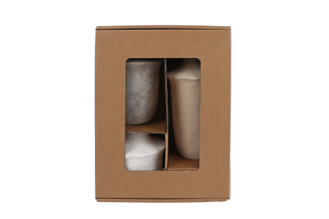 Vaas Jae set 3 stuks licht bruin/grijs/wit aardew 10x10x24cm