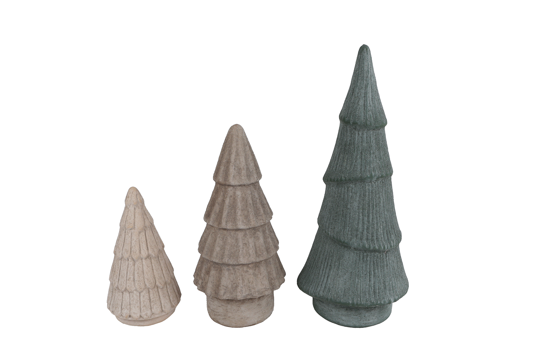Sculptuur Tree set 3 stuks aardewerk 11,5x11,5x27cm G/W/B