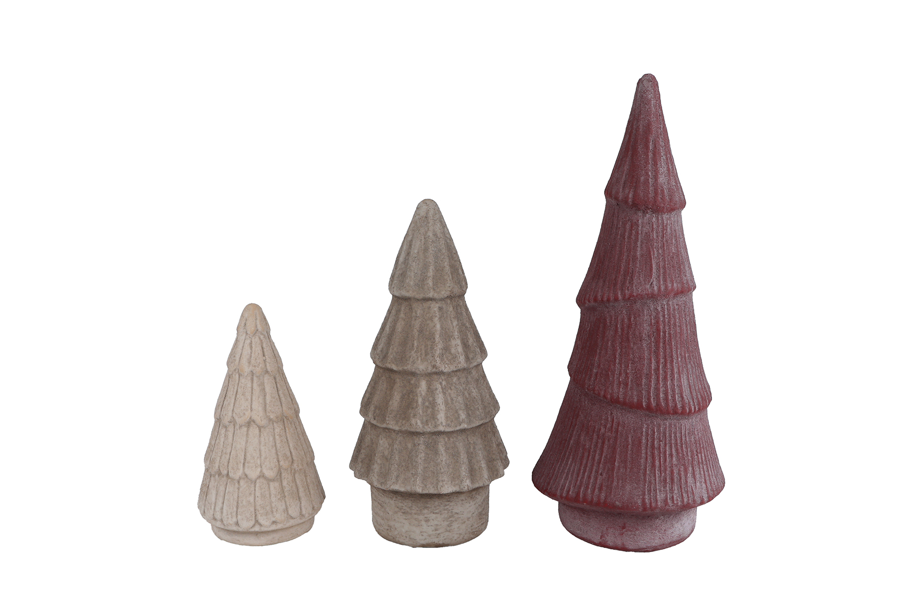 Sculptuur Tree set 3 stuks aardewerk 11,5x11,5x27cm R/W/B