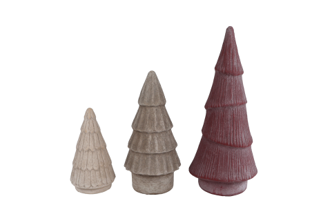 Sculptuur Tree set 3 stuks aardewerk 11,5x11,5x27cm R/W/B