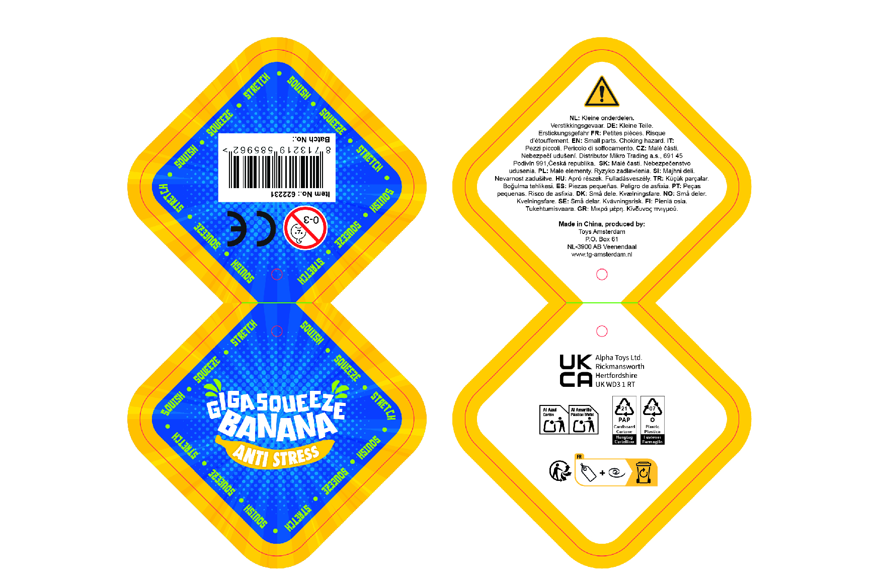Jumbo Squeeze banaan anti-stress 37cm